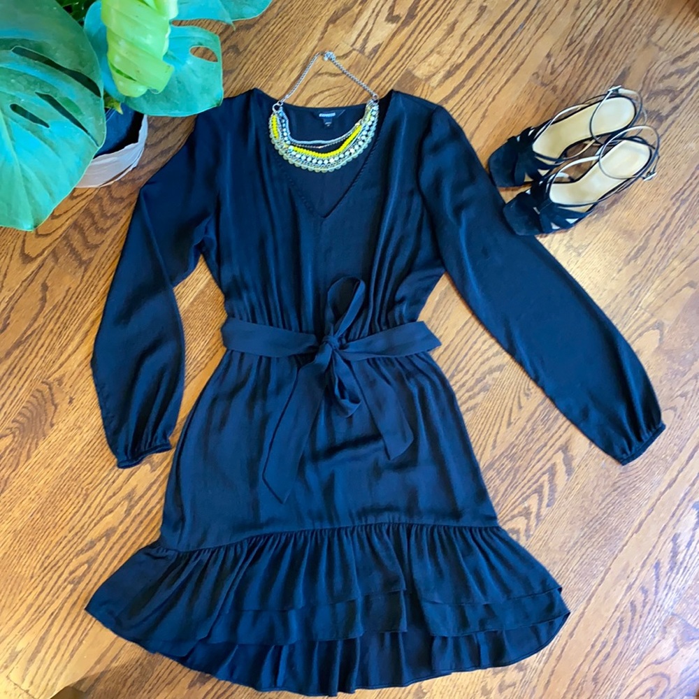 Elegant Black Dress with Belt